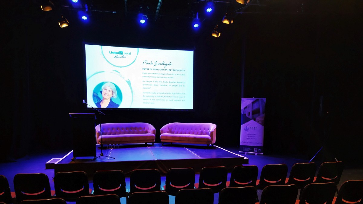Stage at Linkedin local Hamilton event