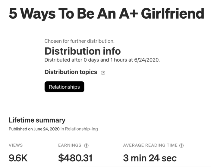 Screenshot by author profile earnings of Susie Pinon.