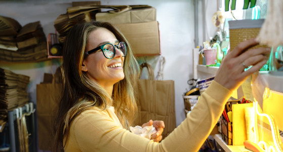 Woman in shop.