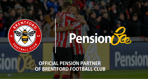Brentford and PensionBee logo and stadium backdrop