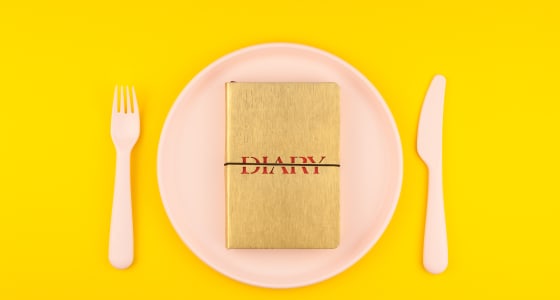 A diary on a bright yellow background