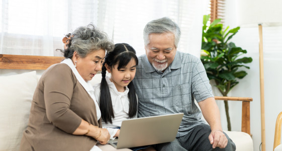 Grandparents with their grandchild.