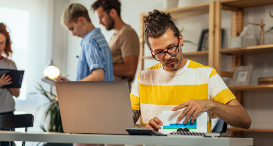 Young man working in an office