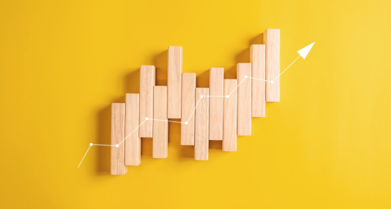 Yellow background with graph.