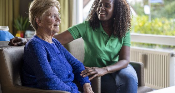 Two women laughing