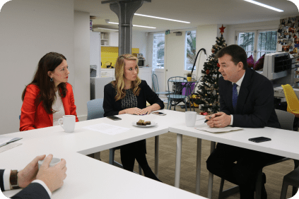 The Minister for Pensions, Guy Opperman, visits PensionBee's offices