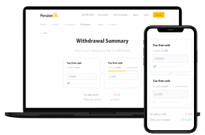 PensionBee withdrawal summary on laptop