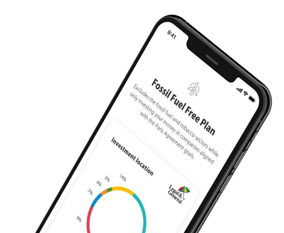 Phone displaying investment locations on pie-chart