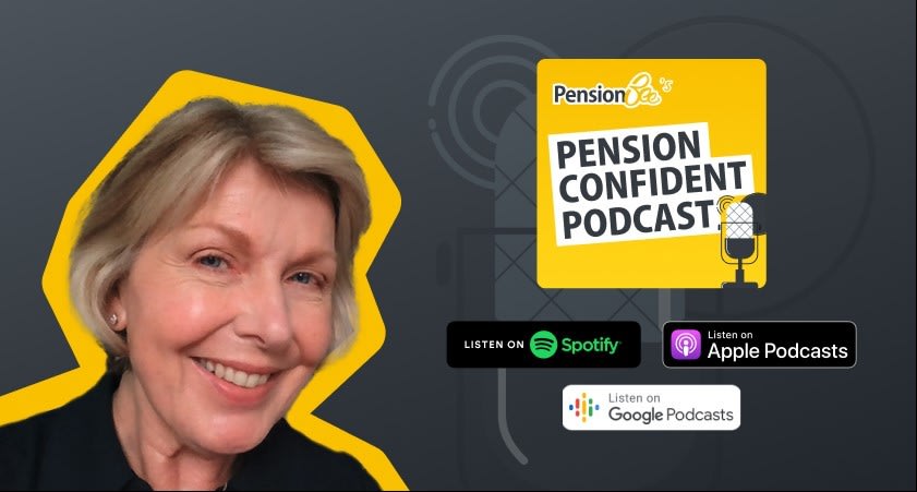 Philippa Lamb with Pension Confident Podcast logo