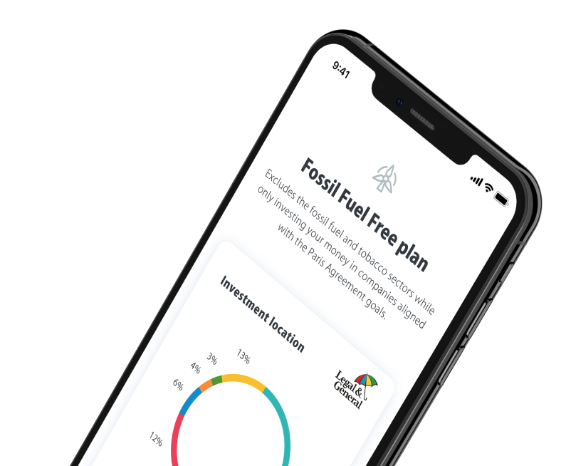 Phone displaying investment locations on pie-chart