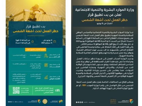 KSA midday work ban: MHRSD and National COSH issue guidelines for private sector