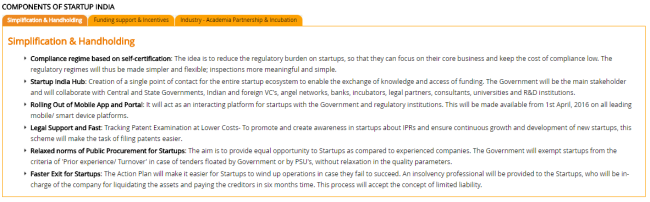 Components of Startup India