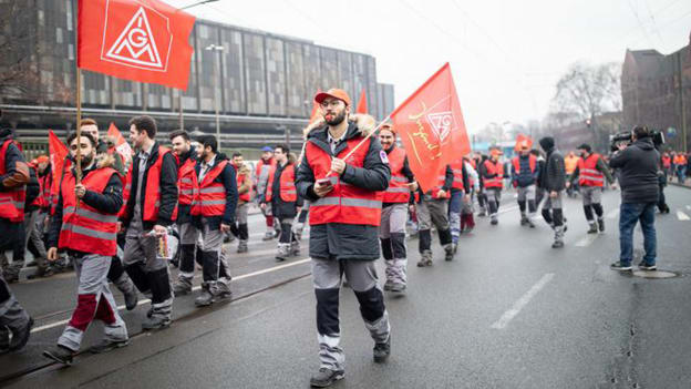 Thyssenkrupp steelworkers in Germany protest against job cuts