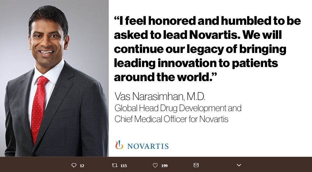 Vasant Narsimhan's statement on becoming Novartis CEO