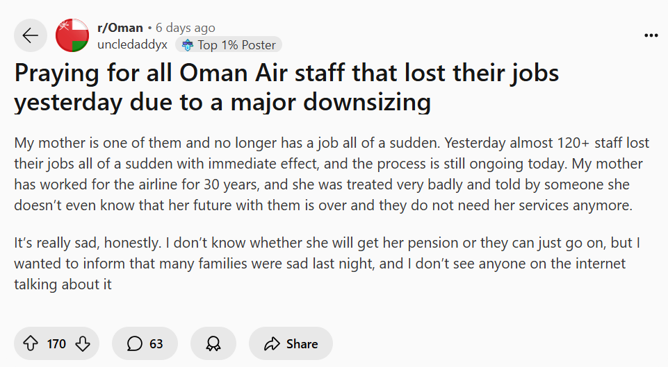 Oman layoffs