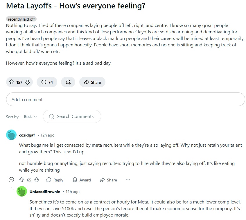 Meta layoffs affected employees