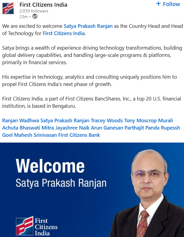 Satya Prakash Ranjan First Citizen India