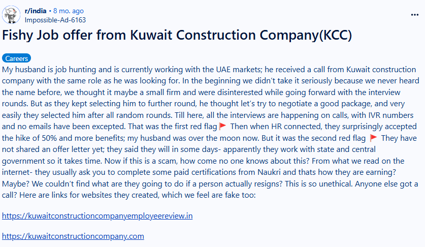 Kuwait job fraud