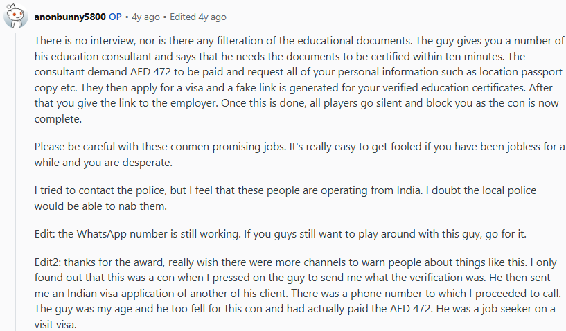 Job fraud UAE
