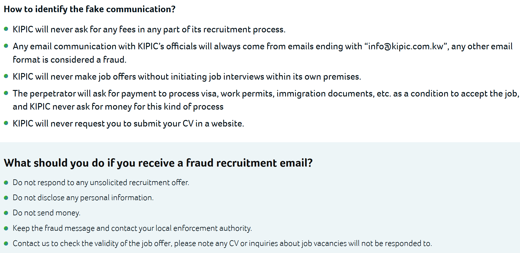 Identifying fake job offers Kuwait