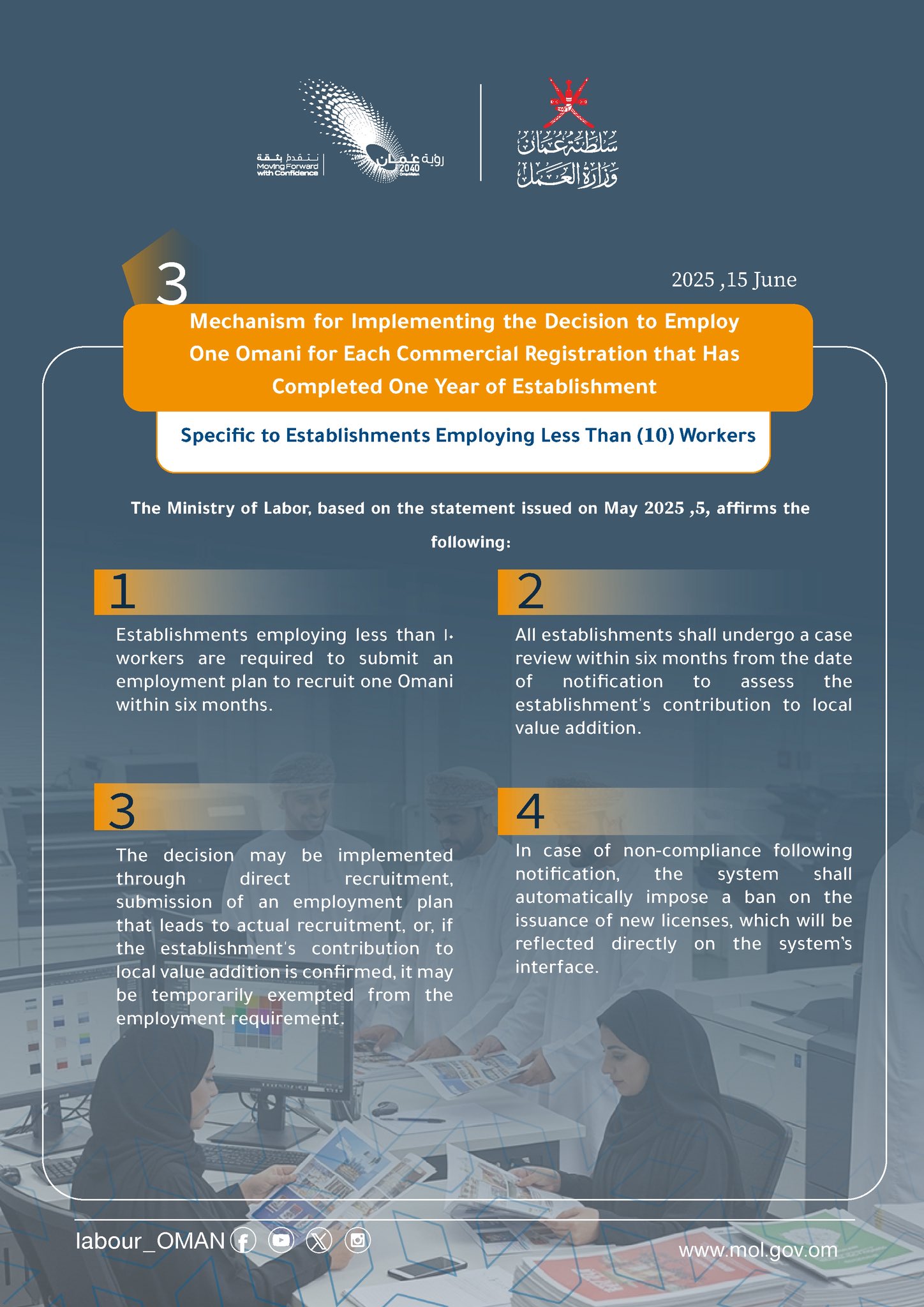 Omanisation policy for companies with less than 10 workers