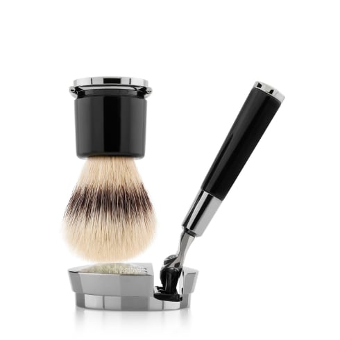 SET Brocha - Maquinilla STAND DELUXE NEGRO