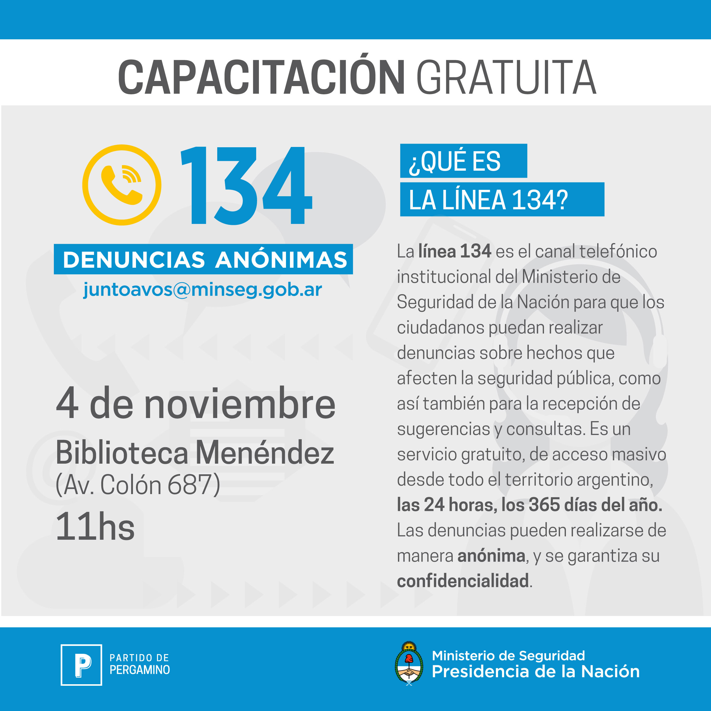 CAPACITACIÓN SOBRE LA LÍNEA 134 Partido de Pergamino
