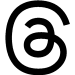 Threads app logo; black stylized at symbol.