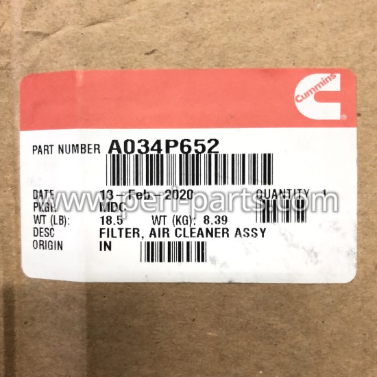 A034P652 Cummins Onan FILTER, AIR CLEANER ASSY