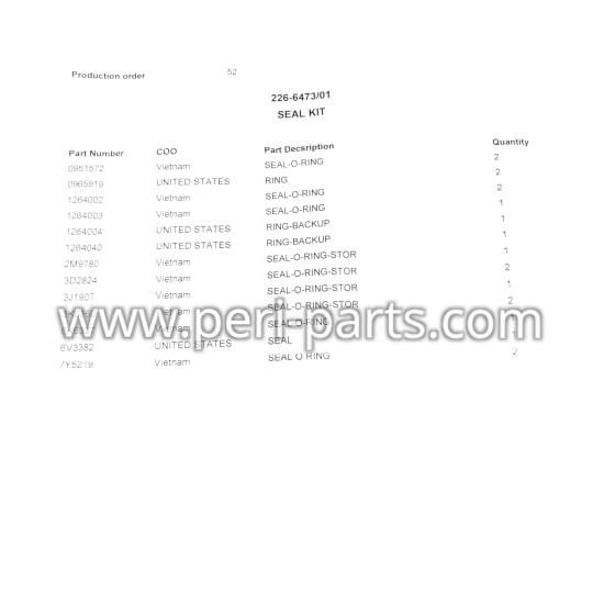 2266473 Caterpillar SEAL KIT
