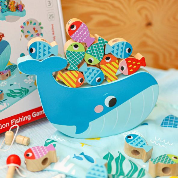 Tooky Toy Többfunkciós fa horgászjáték 4 az 1-ben