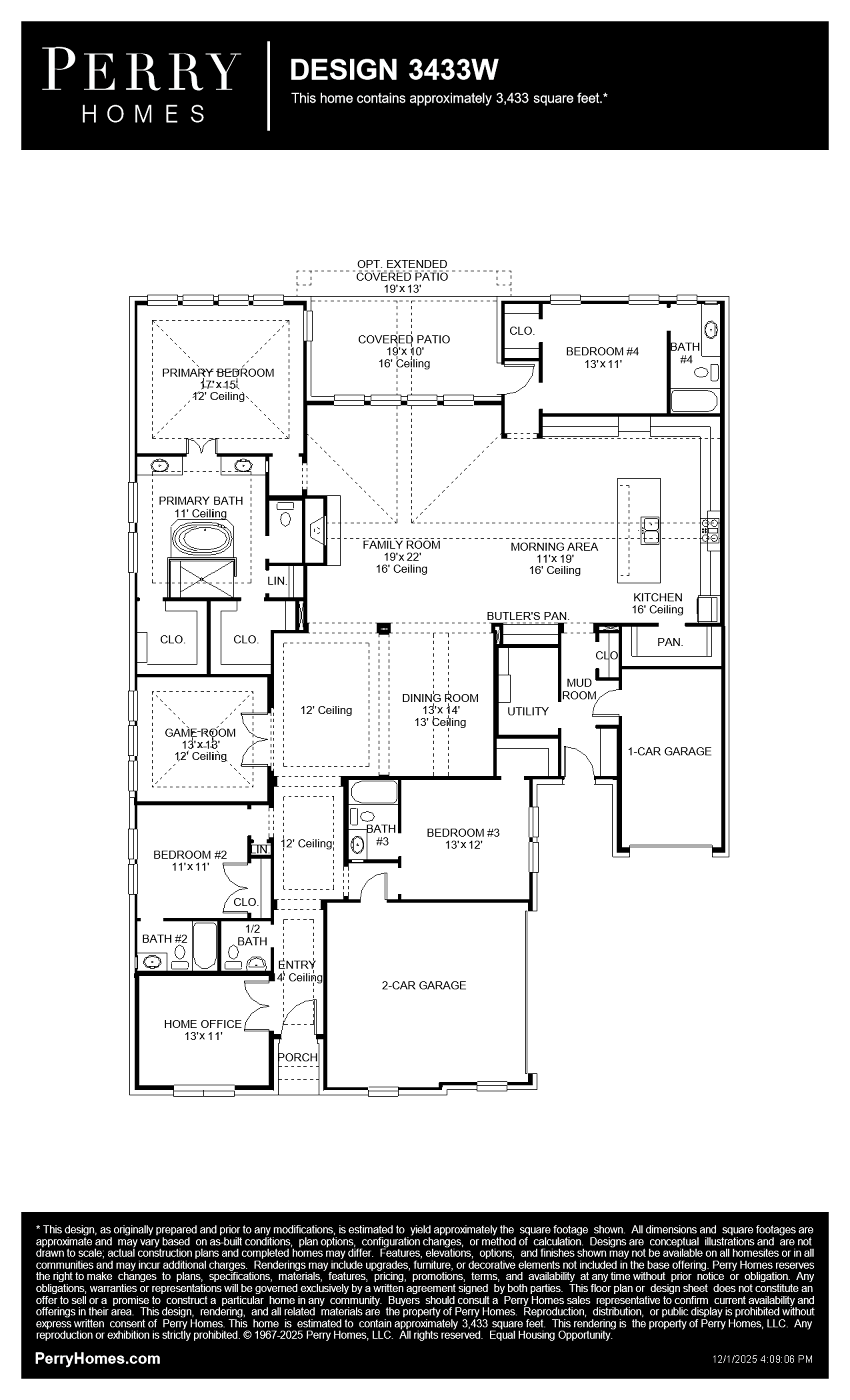 Design 3433W floor plan drawing