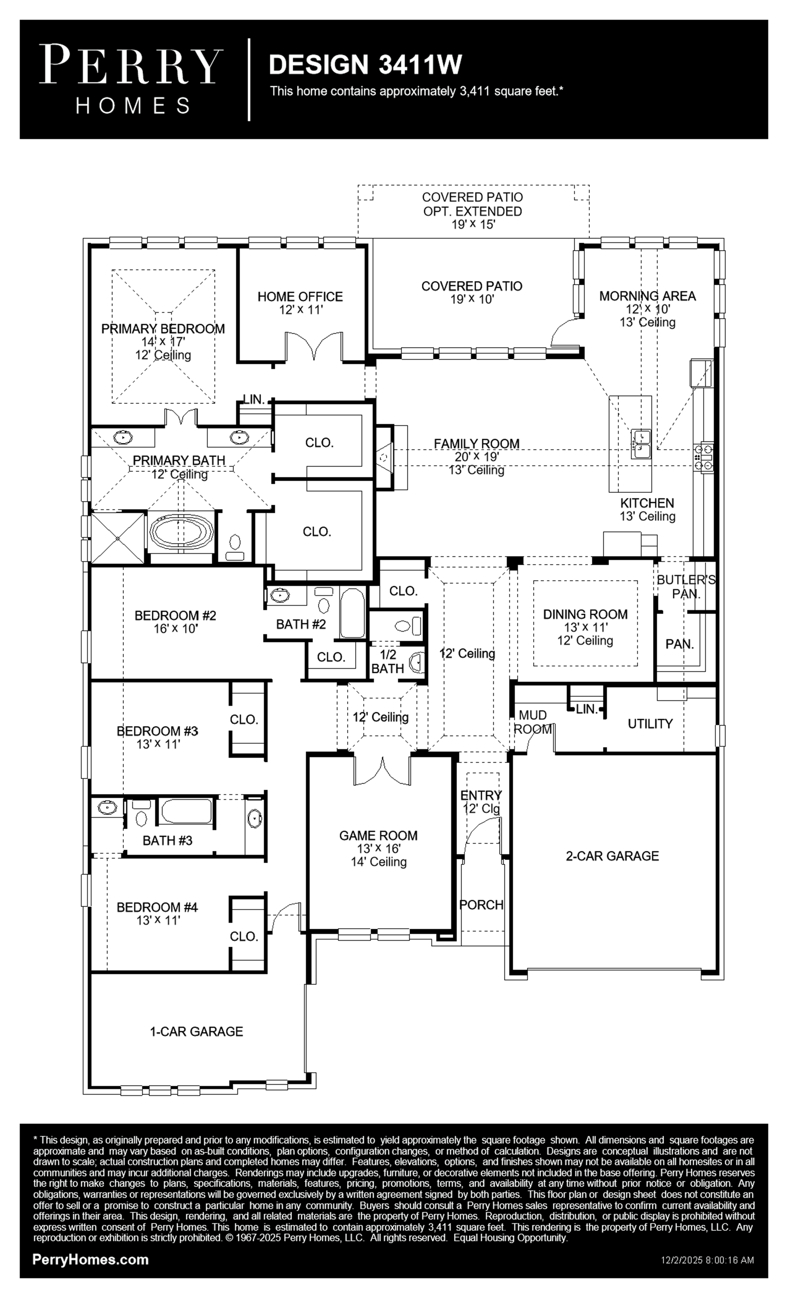 Design 3411W floor plan drawing