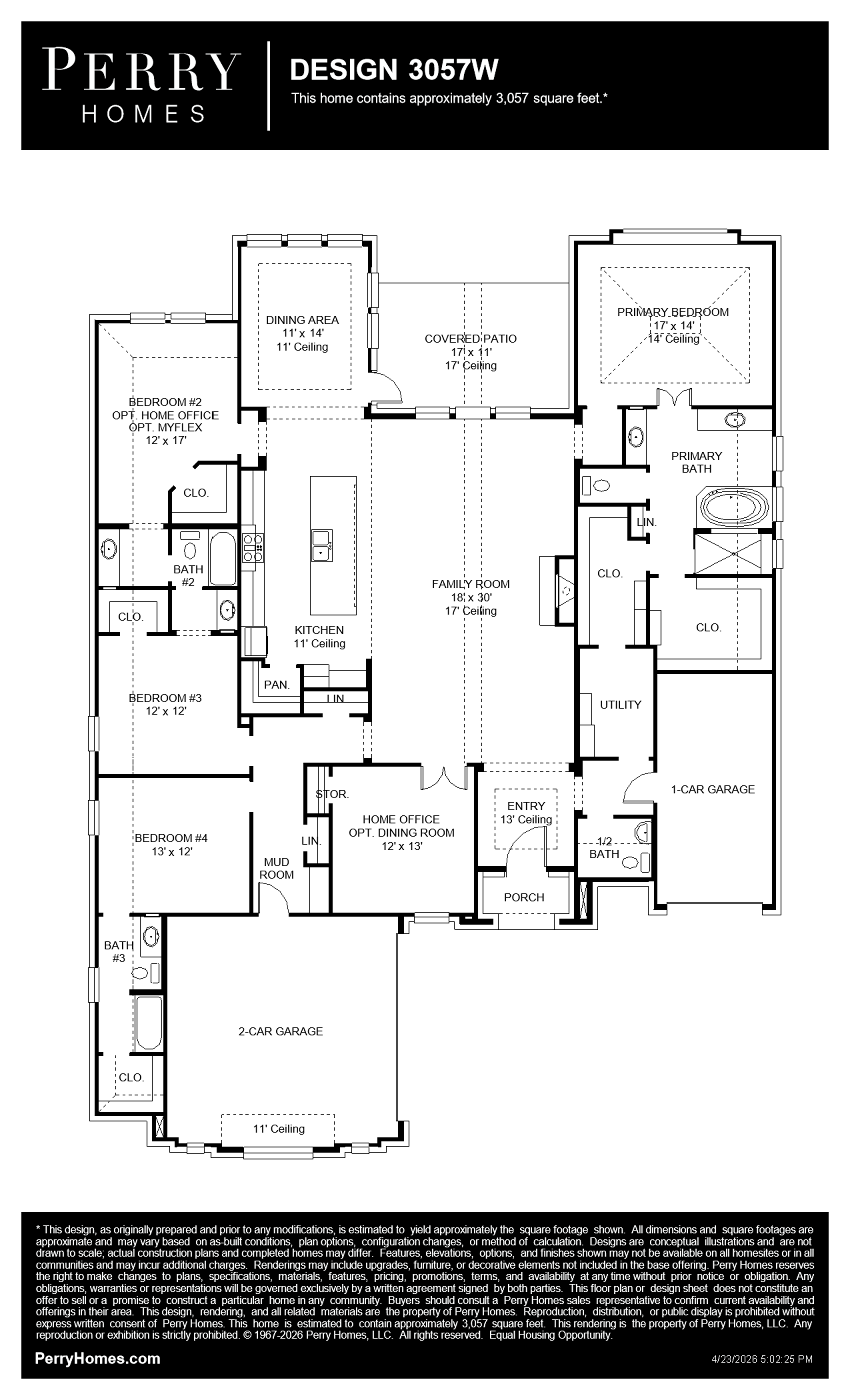 Design 3057W floor plan drawing