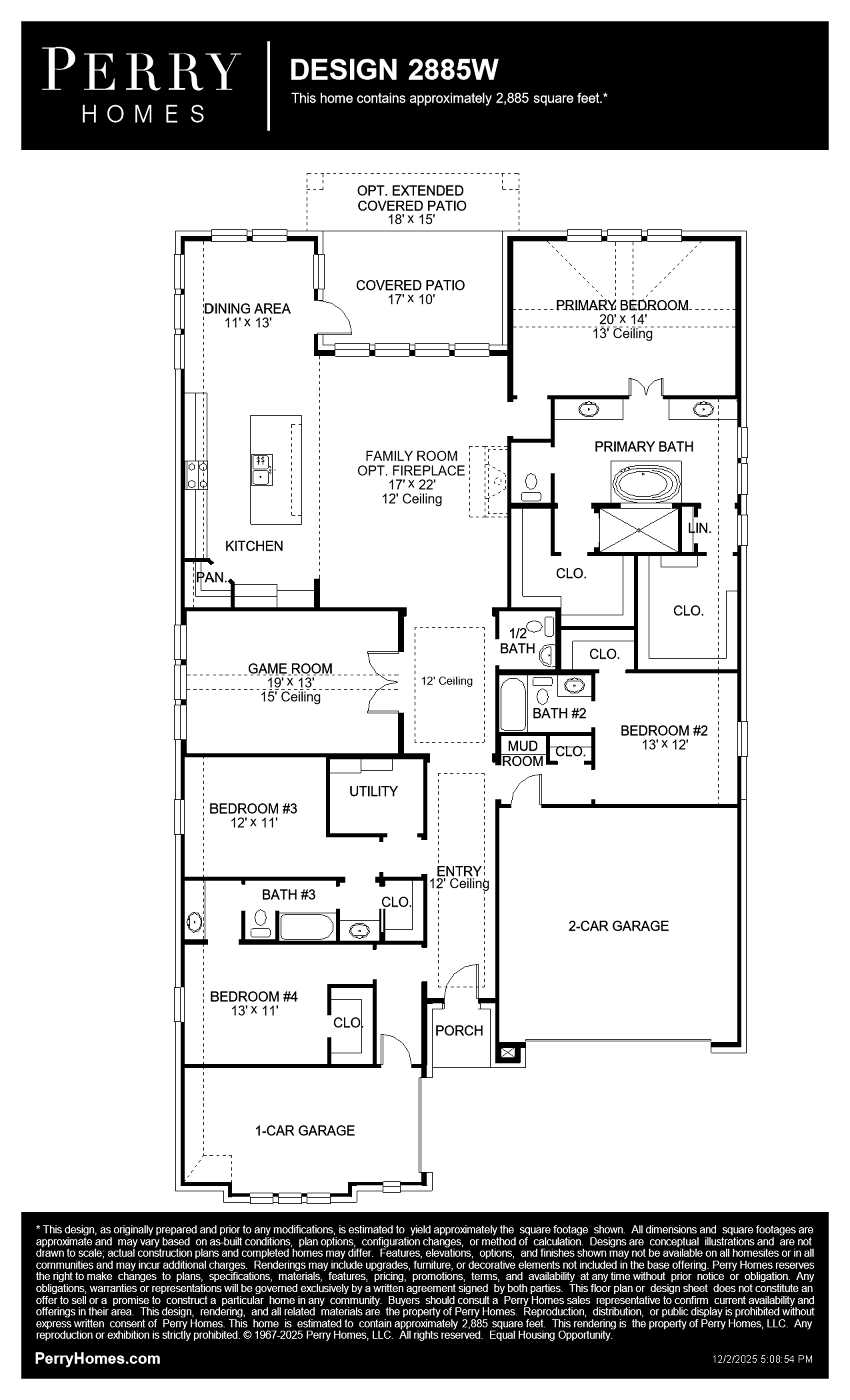 Design 2885W floor plan drawing