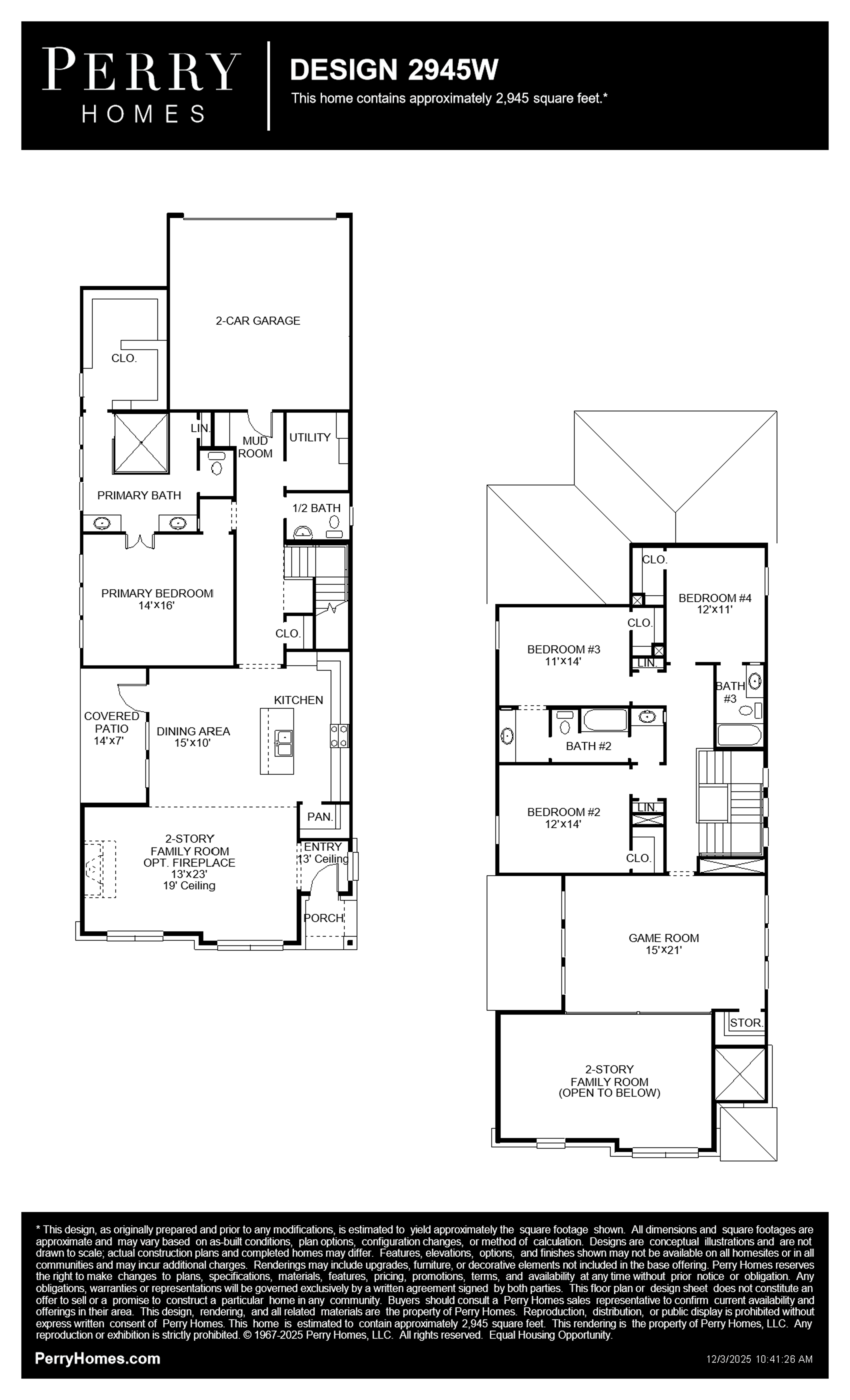 Design 2945W floor plan drawing
