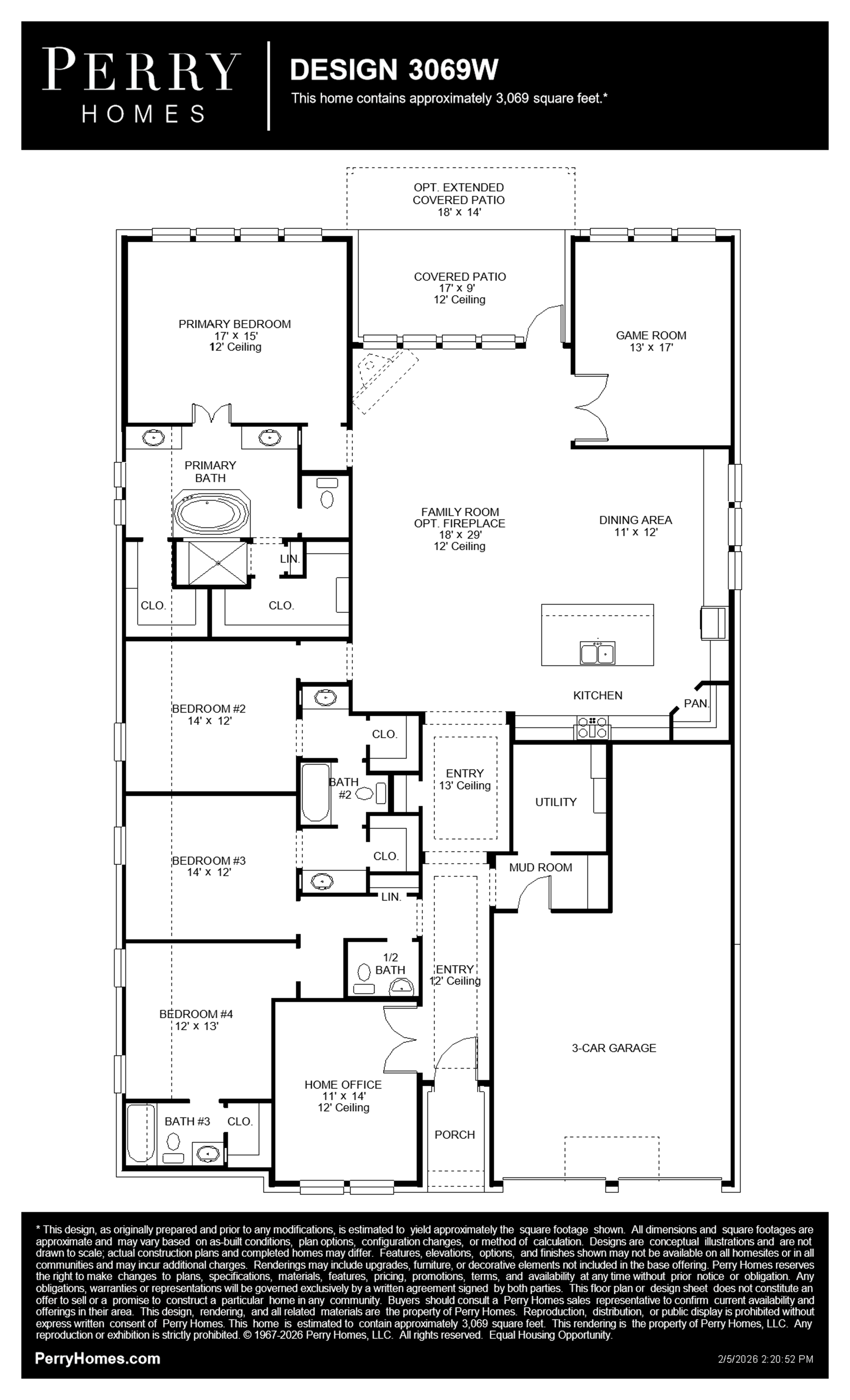 Design 3069W floor plan drawing