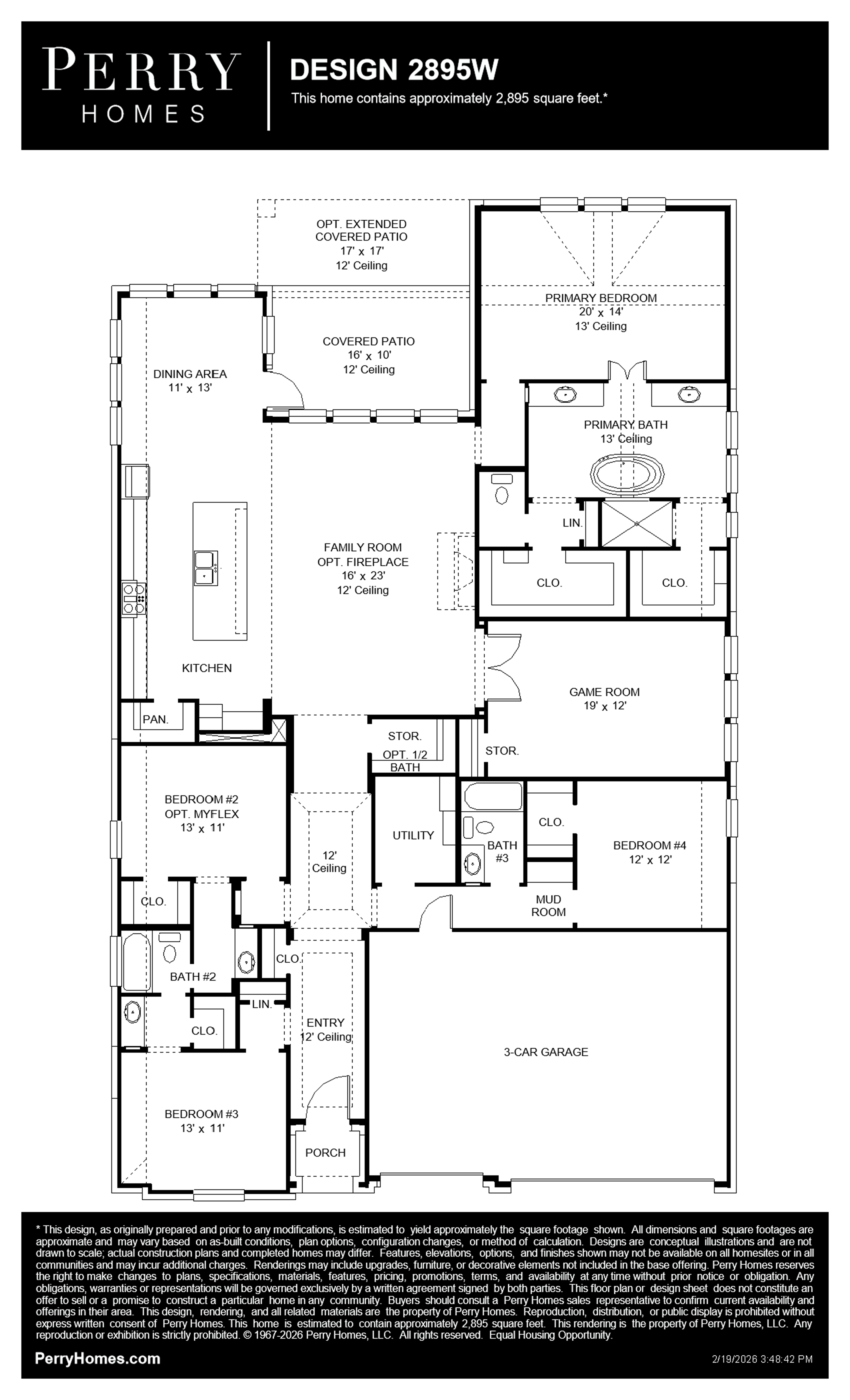 Design 2895W floor plan drawing