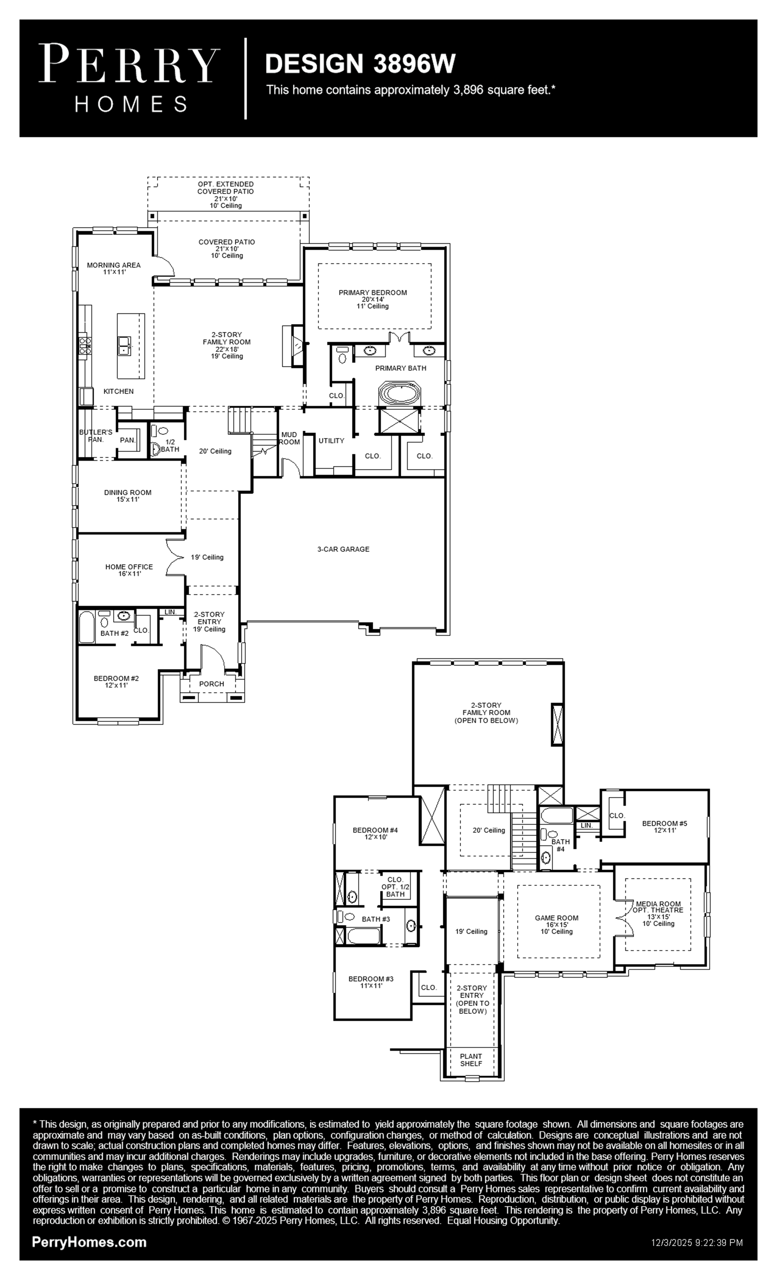 Design 3896W floor plan drawing