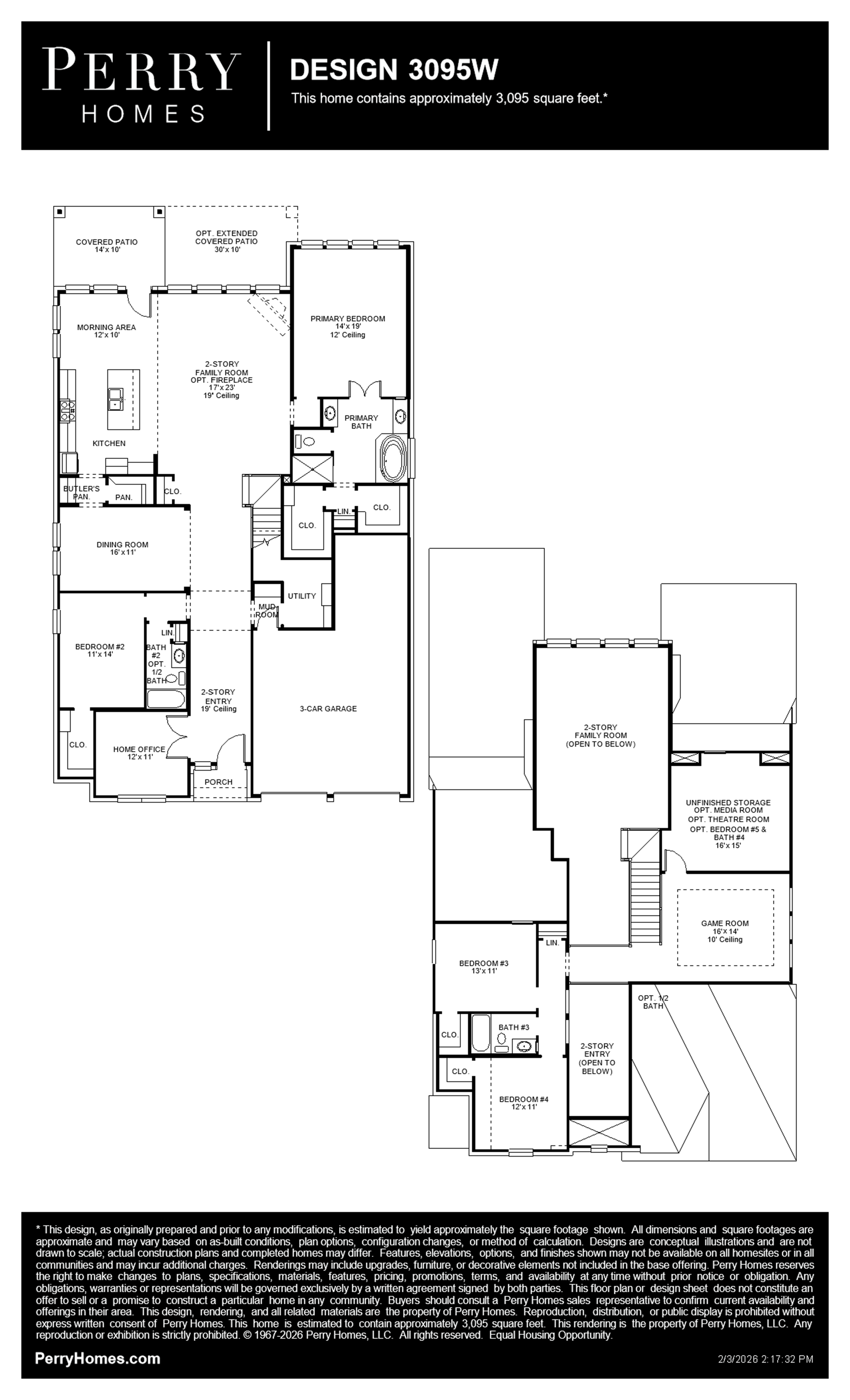 Design 3095W floor plan drawing