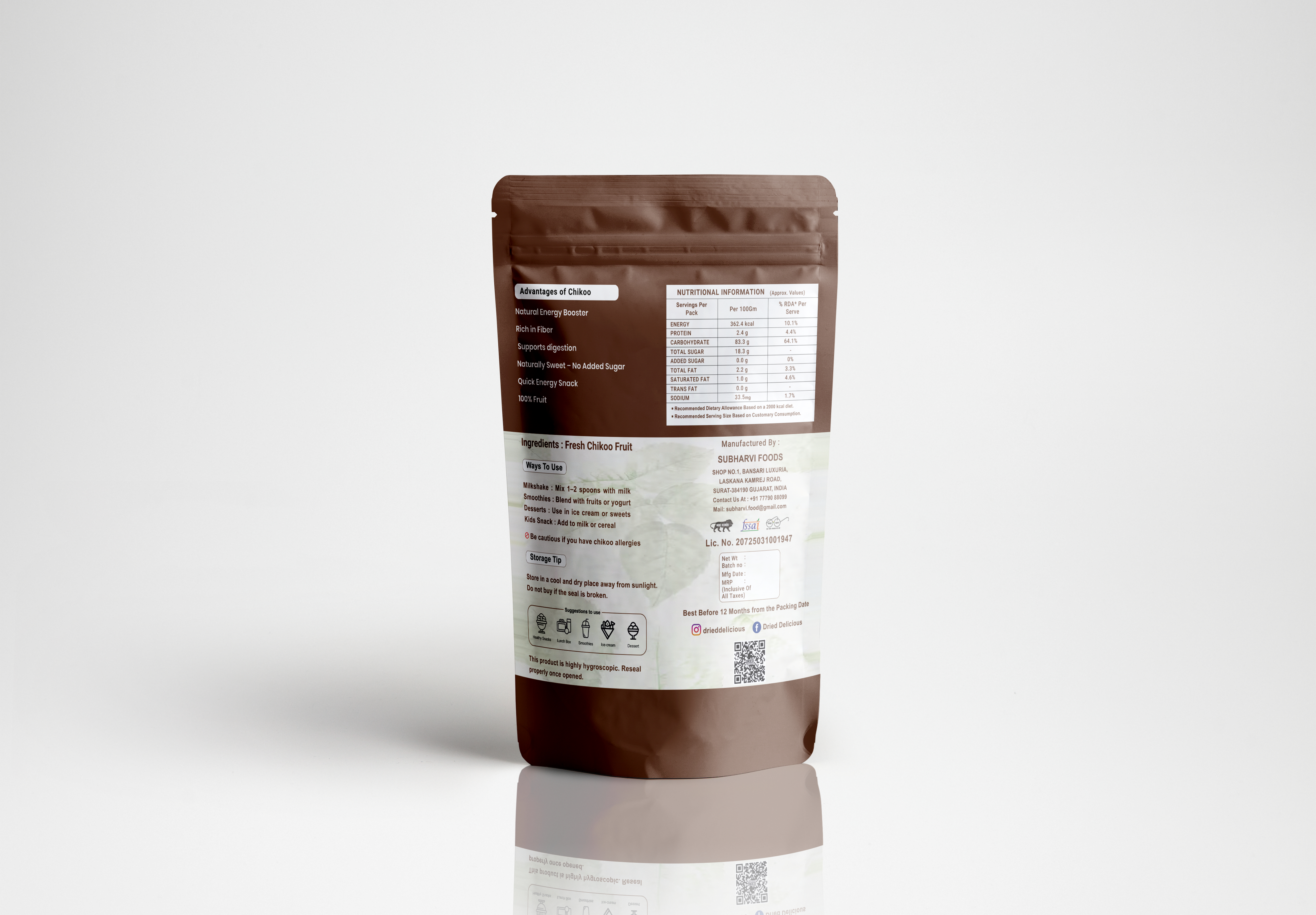 Fine caramel-brown chikoo powder in a wooden spoon with scattered powder on natural surface, showing smooth texture - Thumbnail 2