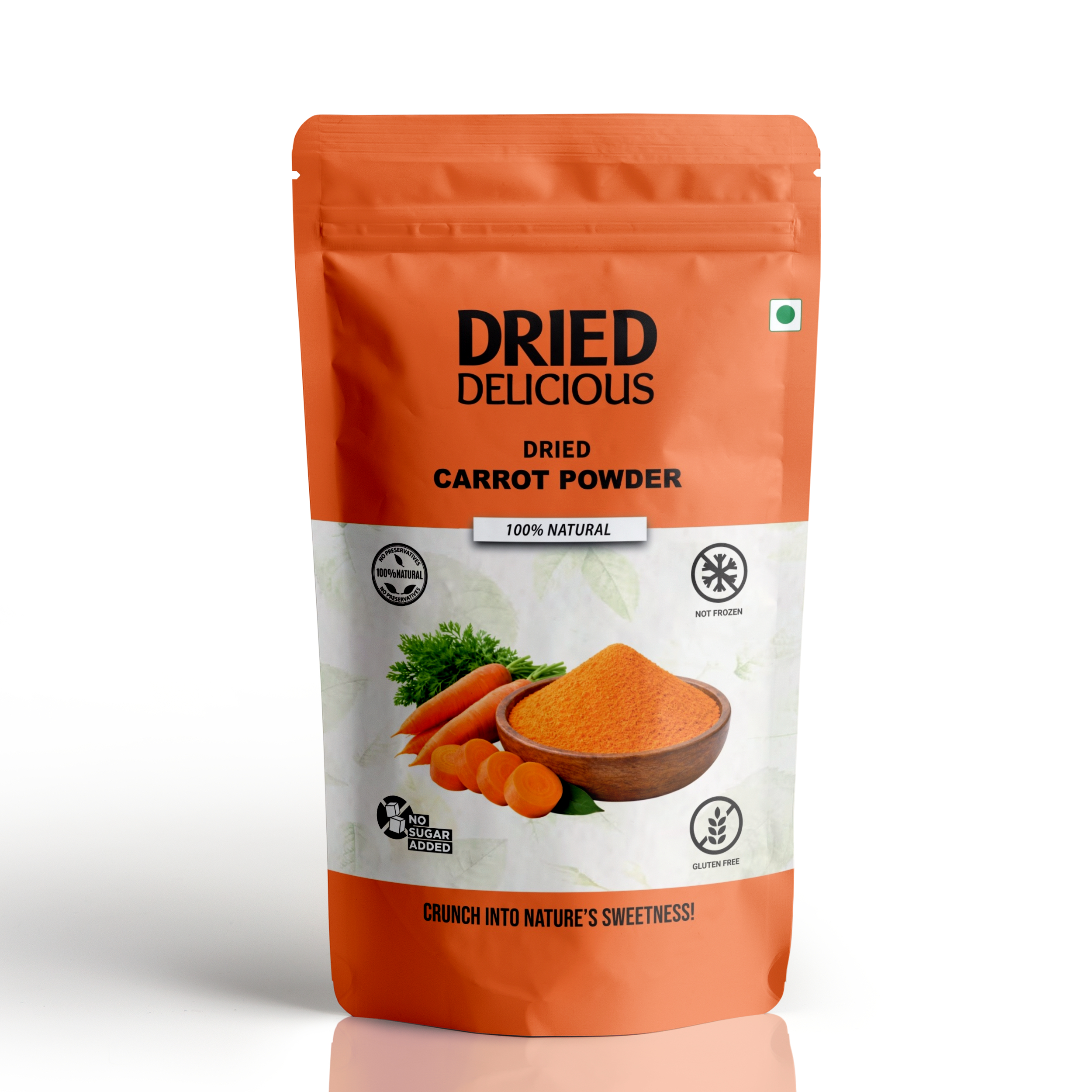 Dried Delicious Dried Carrot Powder, 100% Natural, No Sugar Added, Gluten Free, Not Frozen,200gm - Image 1