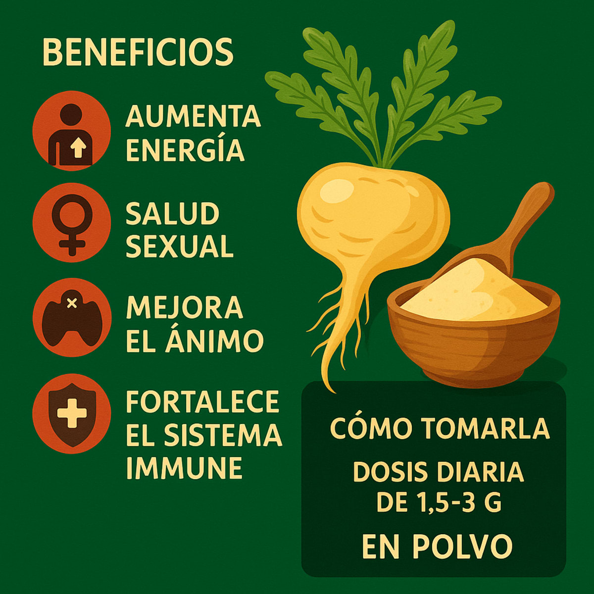 Maca: beneficios con evidencia y cómo tomarla