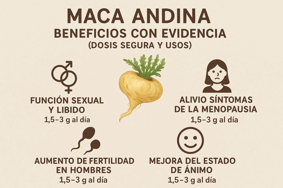 Maca andina: beneficios con evidencia (dosis segura y usos)