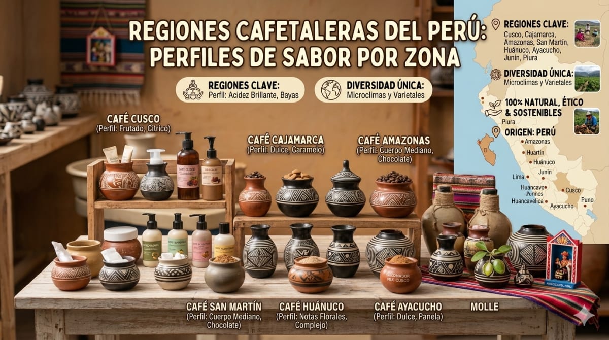 Granos de café peruano de diferentes regiones