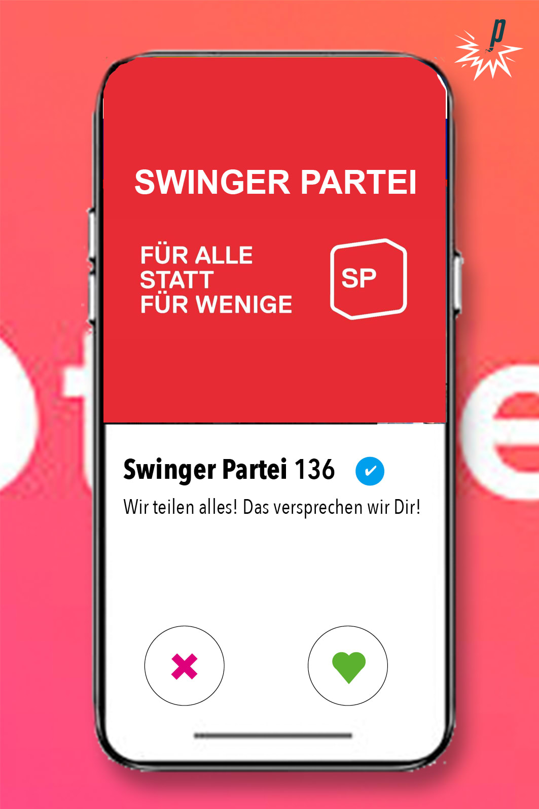 Tinder-Profil SP (Swinger Partei) von Petarde