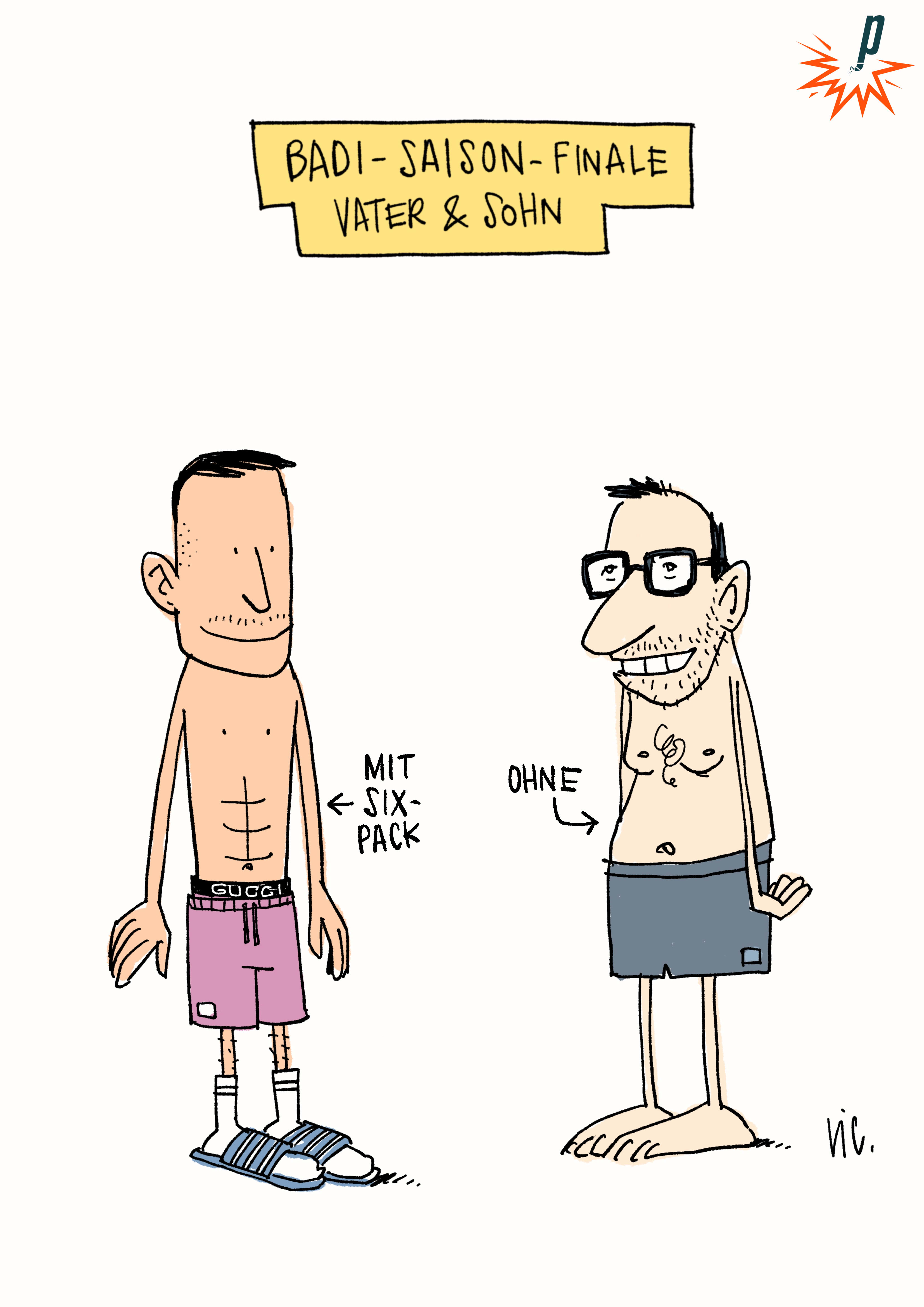 Vater und Sohn in Badi