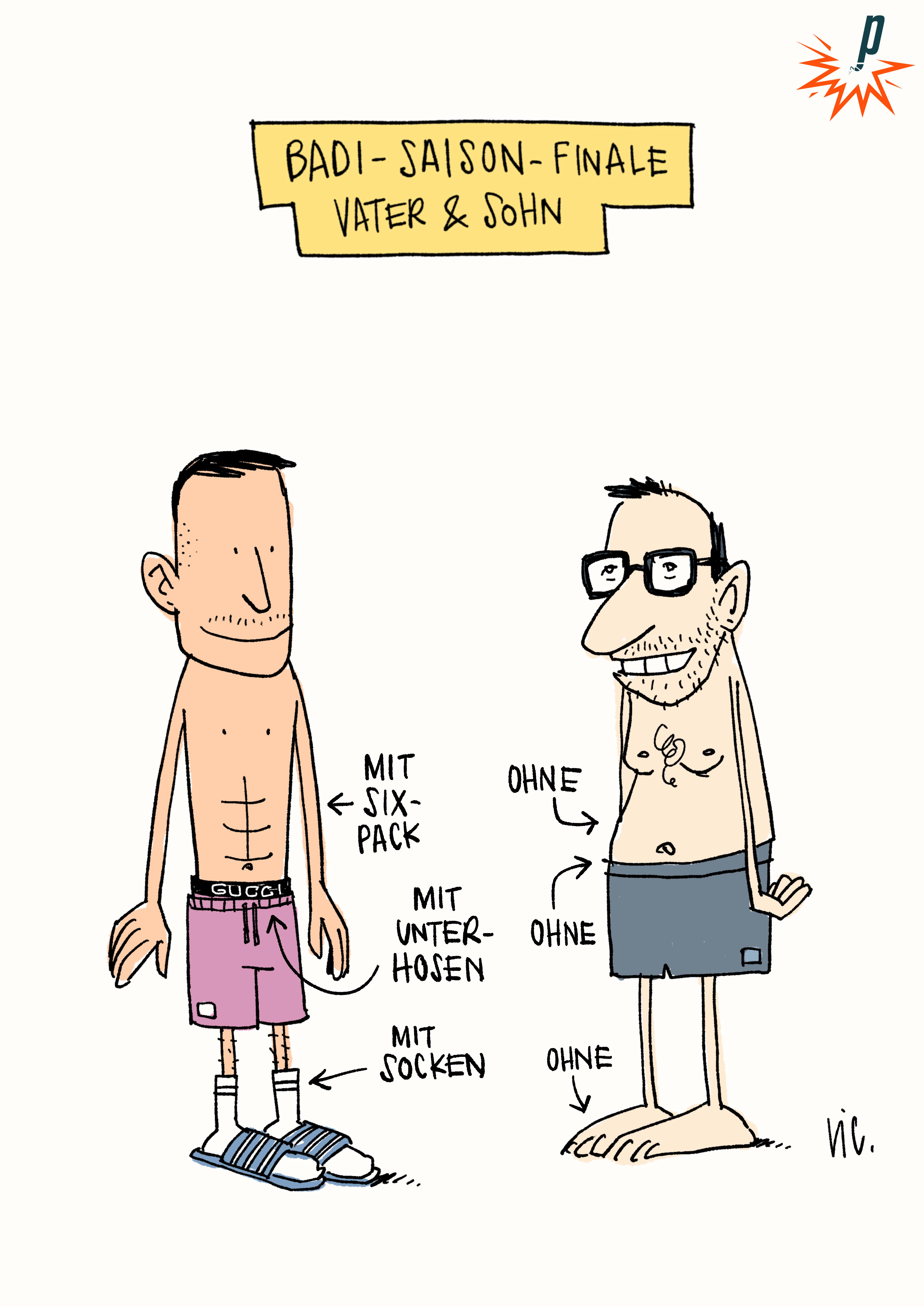Vater und Sohn in Badi