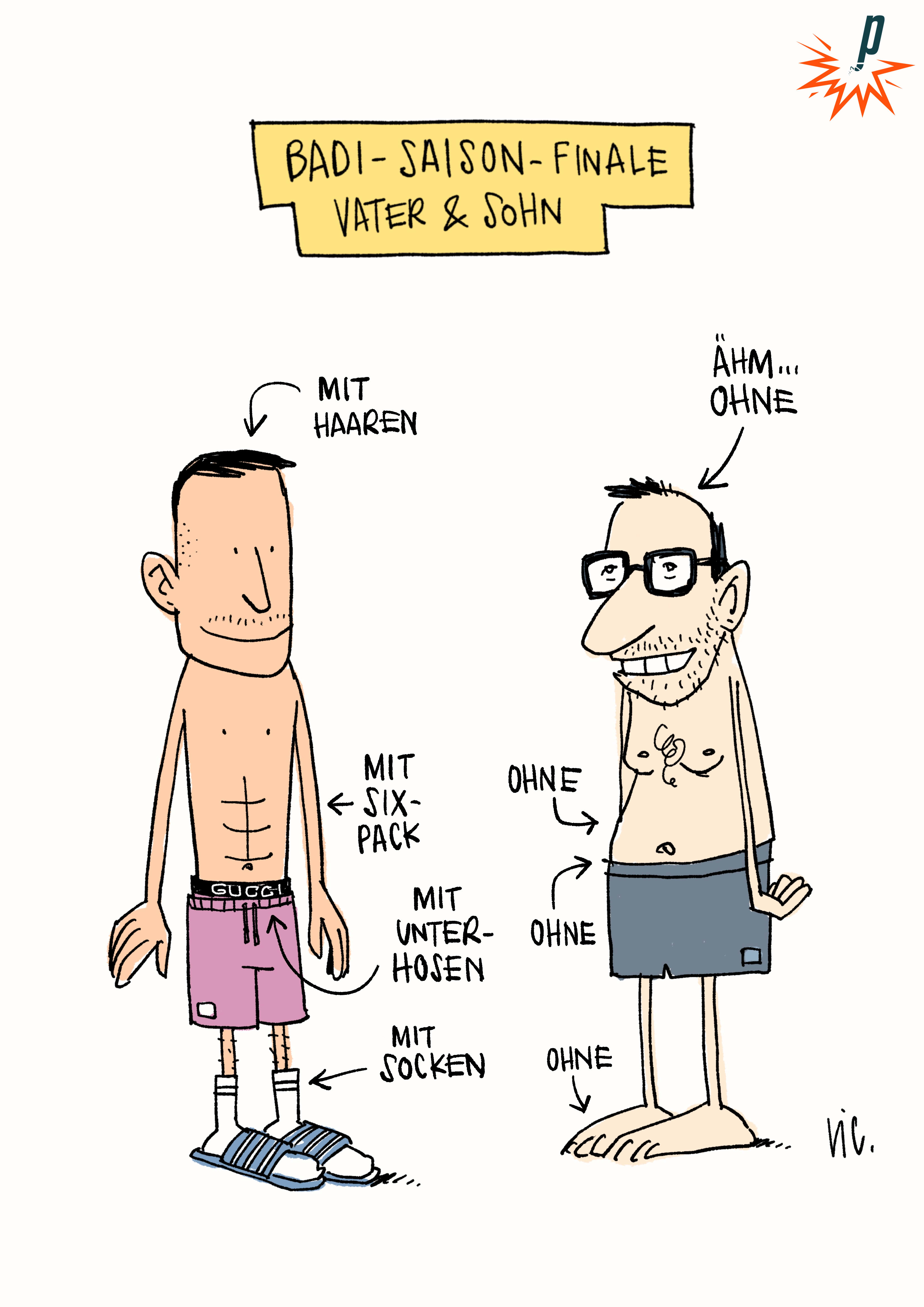Vater und Sohn in Badi