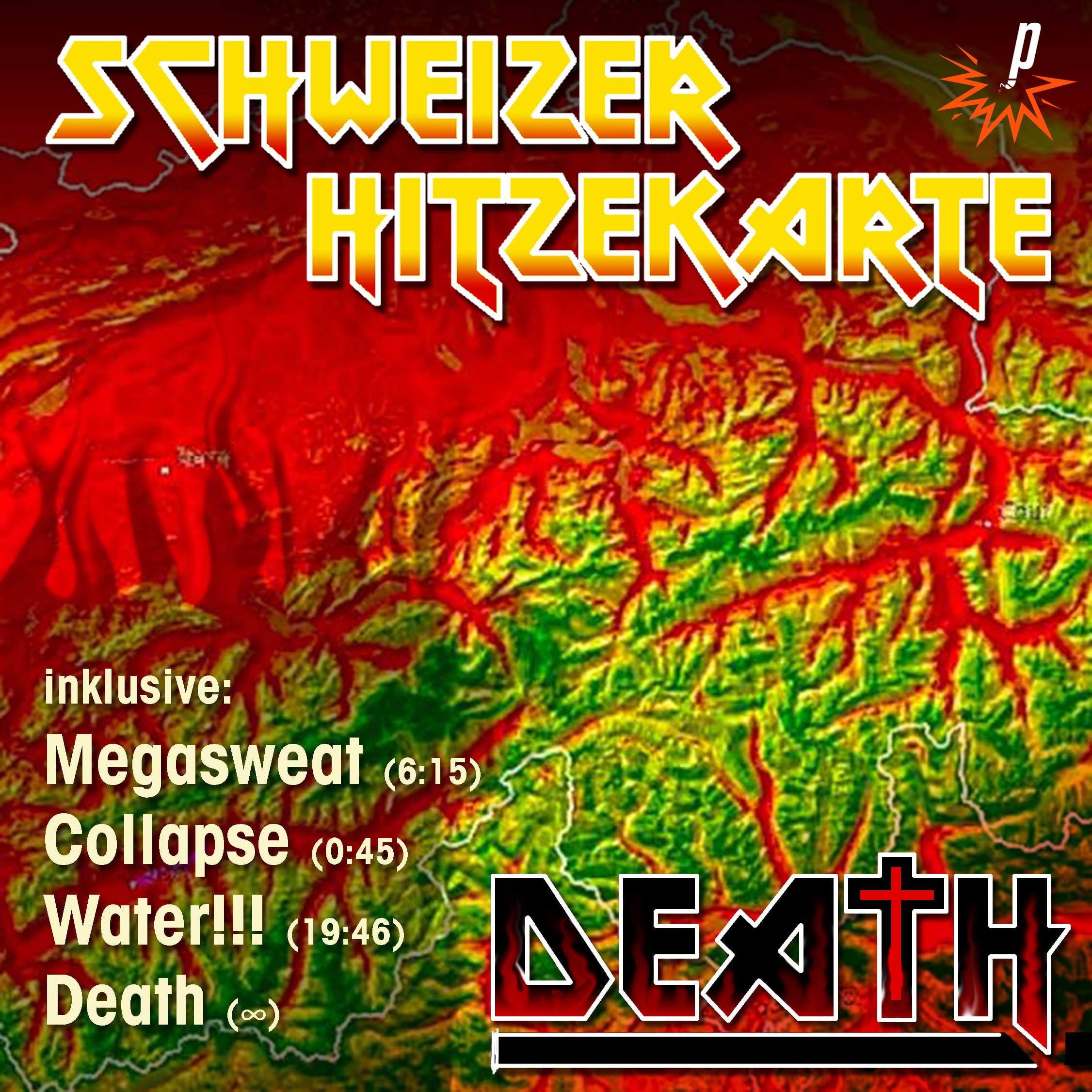 Albumcover der band "Schweizer Hitzekarte" mit ihrem Sommer-Album "Death". Gesehn bei Petarde